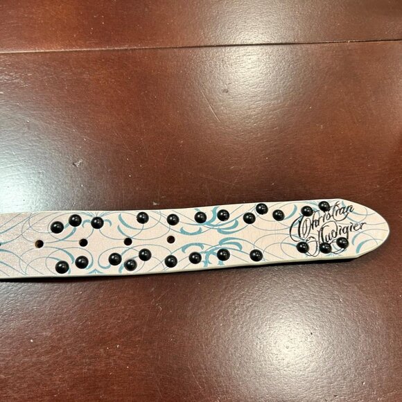 Christian Audigier Vintage Handmade Genuine Leather Belt (Python Logo Effect) - Picture 5 of 8